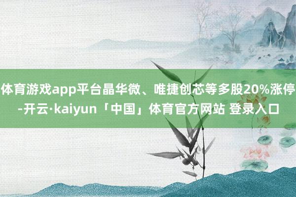 体育游戏app平台晶华微、唯捷创芯等多股20%涨停-开云·kaiyun「中国」体育官方网站 登录入口